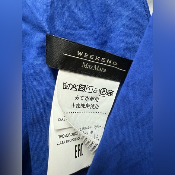 Women’s Maxmara Weekend Blue Twist Back Midi Dress Size 4 Designer Quiet Luxury - Picture 4 of 14